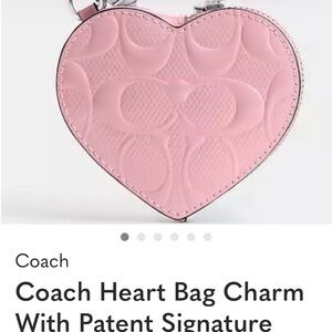 Coach Pink Embossed Heart Bag Charm.